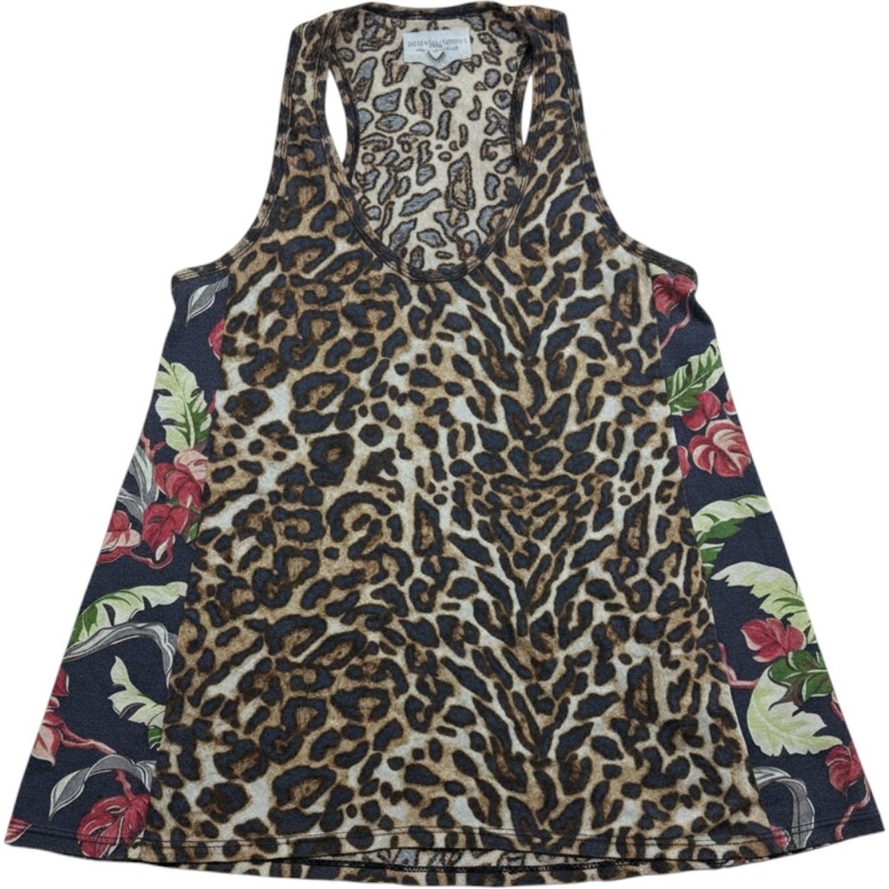 Denim & Supply Ralph Lauren Leopard Floral Mixed Print Racerback Tank Top Medium